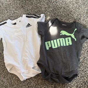 bundle of Adidas & Puma Baby Boy Onesie - White & Grey Size 6 months